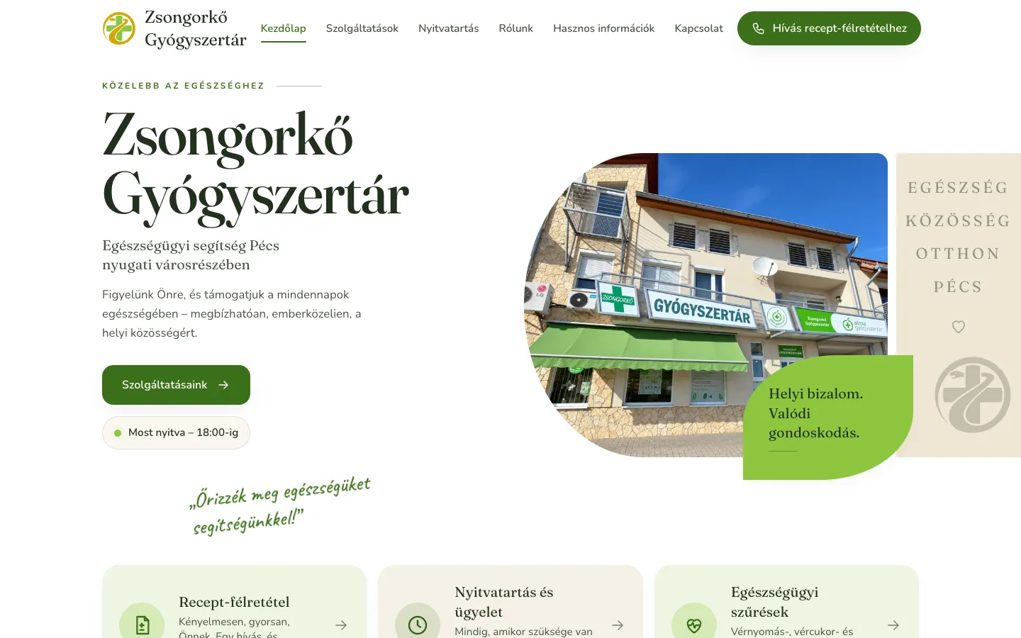 Zsongorkő Gyógyszertár — Recept-félretétel telefonon